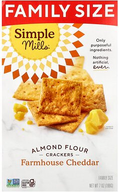 Simple Mills, Almond Flour Crackers, Mandelmehl-Cracker, Farmhouse Cheddar, 199 g (7 oz.)