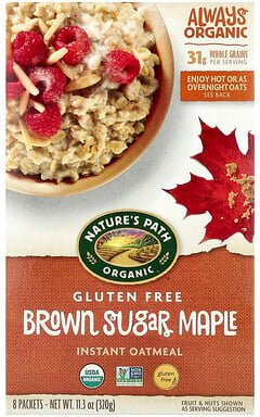 Nature's Path, Instant Oatmeal aus biologischem Anbau, brauner Zucker-Ahorn, 8 Päckchen, 320 g (11,3 oz.)