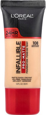 L'Oréal, Infallsible, Pro- Matte Foundation, pro-matte Foundation, 108 Karamell-Beige, 30 ml (1 fl. oz.)