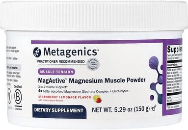 Metagenics, MagActive™ Magnesium Muscle Powder, Magnesium-Muskelpulver, Erdbeerlimonade, 150 g (5,29 oz.)