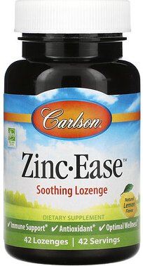 Thumbnail - Carlson, Zinc-Ease Beruhigende Lutschtablette, Natürliche Zitrone, 42 Lutschtabletten