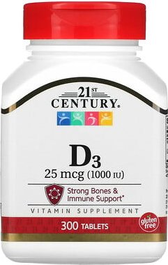 Thumbnail - 21st Century, Vitamin D3, 25 mcg (1.000 IU), 300 Tabletten