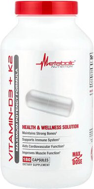 Thumbnail - Metabolic Nutrition, Vitamin D3 + K2, 180 Kapseln