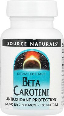 Source Naturals, Betacarotine, Betacarotin, 7.500 mcg (25.000 IU), 100 Weichkapseln
