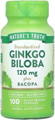 Nature's Truth, Ginkgo biloba Plus Bacopa, 120 mg, 100 Kapseln mit schneller Freisetzung
