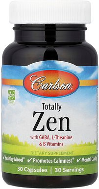 Carlson, Totally Zen mit GABA, L-Theanin und B-Vitaminen, 30 Kapseln