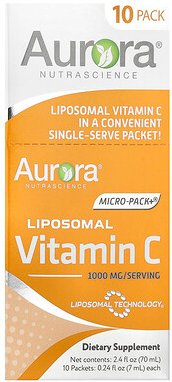 Aurora Nutrascience, Micro-Pack+®, liposomales Vitamin C, 10 Päckchen, je 7 ml (0,24 fl. oz.).