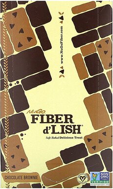 NuGo Nutrition, Fiber d'Lish, Chocolate Brownie, Schokoladen-Brownie, 16 Riegel, je 45 g (1,6 oz.).