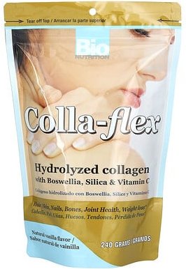 Bio Nutrition, Colla-Flex, Hydrolysiertes Kollagen mit Boswellia, Silica und Vitamin C, Natürliche Vanille, 240 g