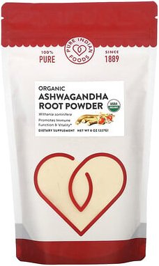 Thumbnail - Pure Indian Foods, Bio-Ashwagandha-Wurzelpulver, 227 g (8 oz.)