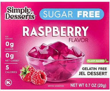 Simply Desserts, Gelatin Free Jel Dessert, gelatinefreier Jel-Dessert, zuckerfrei, Himbeere, 20 g (0,7 oz.)