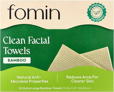 fomin, Clean Facial Towels, Clean Facial Towels, Bambus, extra groß, 50 Tücher