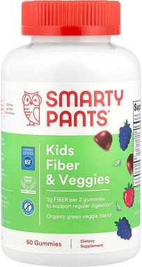 SmartyPants, Kids Fiber & Veggies Gummies, Ballaststoffe und Gemüse-Fruchtgummis für Kinder, gemischte Beeren, 60 Frucht...