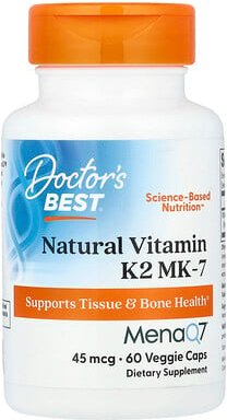 Thumbnail - Doctor's Best, Natural Vitamin K2 MK-7 with MenaQ7, natürliches Vitamin K2 MK-7 mit MenaQ7, 45 mcg, 60 vegetarische Kaps...