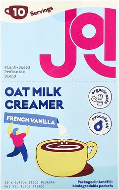 JOI, Oat Milk Creamer, French Vanilla, Hafermilch-Kaffeeweißer, französische Vanille, 10 Päckchen, je 12 g (0,42 oz.).