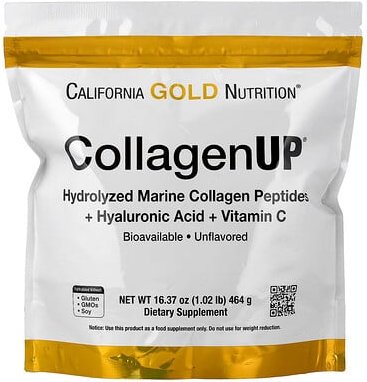 California Gold Nutrition, CollagenUP®, Hydrolyzed Marine Collagen Peptides with Hyaluronic Acid and Vitamin C, hydrolys...