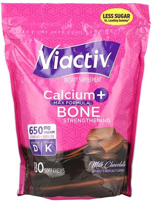 Viactiv, Calcium + Bone Strengthening, Calcium und Knochenstärkung, Milchschokolade, 180 Kau-Snacks