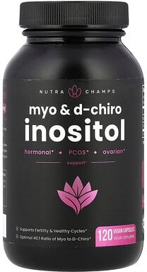 NutraChamps, Myo & D-Chiro Inositol, Myo und D-Chiro Inosit, 120 vegane Kapseln