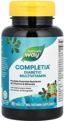Nature's Way, Completia, Diabetic Complete Multi-Vitamin, eisenfrei, 90 Tabletten
