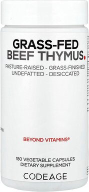 Thumbnail - Codeage, Grass Fed Beef Thymus, Thymus von grasgefütterten Rindern, 180 Kapseln