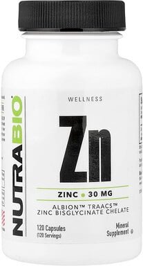 NutraBio, Zinc, Zink, 30 mg, 120 Kapseln