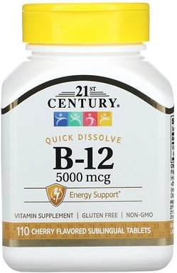Thumbnail - 21st Century, Vitamin B-12, Kirsche, 5.000 mcg, 110 Sublingualtabletten