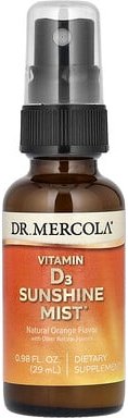 Dr. Mercola, Vitamin D3 Sunshine Mist, Sonnenschein-Spray mit Vitamin D3, natürliche Orange, 29 ml (0,98 fl. oz.)