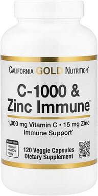 California Gold Nutrition, C-1000 & Zinc Immune, Vitamin C und Zink zur Unterstützung des Immunsystems, 120 pflanzliche ...