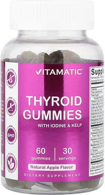 Vitamatic, Thyroid Gummies With Iodine & Kelp, Schilddrüsen-Fruchtgummis mit Jod und Seetang, Apfel, 60 Fruchtgummis
