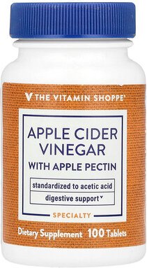 The Vitamin Shoppe, Apple Cider Vinegar With Apple Pectin, Apfelessig mit Apfelpektin, 100 Tabletten