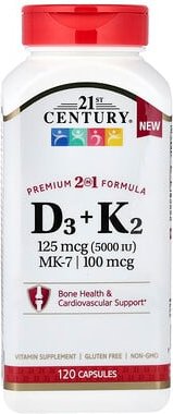 21st Century, D3 + K2, 120 Kapseln