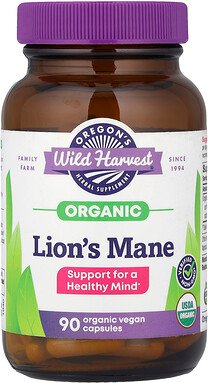 Oregon's Wild Harvest, Organic Lion's Mane, Bio-Löwenmähne, 90 vegane Bio-Kapseln