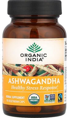 Organic India, Ashwagandha, 90 vegetarische Kapseln (400 mg pro Kapsel)