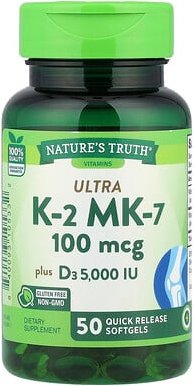 Nature's Truth, Ultra K2 MK-7 Plus D3, 50 Weichkapseln mit schneller Freisetzung