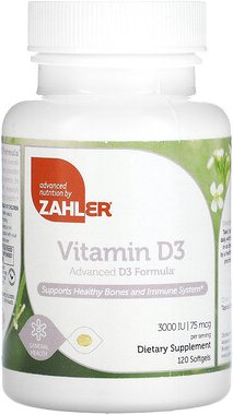 Zahler, Vitamin D3, Advanced D3 Formula, 75 mcg (3.000 IU), 120 Weichkapseln