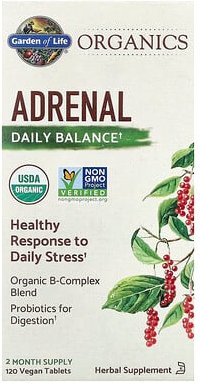 Thumbnail - Garden of Life, MyKind Organics, Adrenal, Daily Balance, Nebenniere, tägliches Gleichgewicht, 120 vegane Tabletten