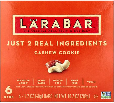 Thumbnail - Larabar, Real Fruit & Nut Bar, Cashew Cookie, Riegel mit echten Früchten und Nüssen, Cashew Cookie, 6 Riegel, je 48 g (1...