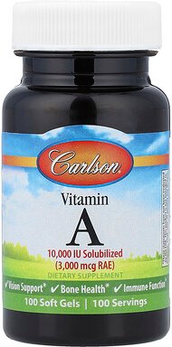 Carlson, Vitamin A, 3.000 mcg RAE (10.000 IU), 100 Weichkapseln
