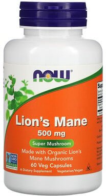 NOW Foods, Löwenmähne, 500 mg, 60 pflanzliche Kapseln