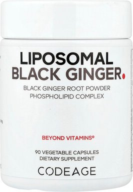 Codeage, Liposomal Black Ginger, liposomaler schwarzer Ingwer, 90 pflanzliche Kapseln (500 mg pro Kapsel)