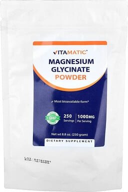 Vitamatic, Magnesium Glycinate Powder, Magnesiumglycinatpulver, 250 g (8,8 oz.)