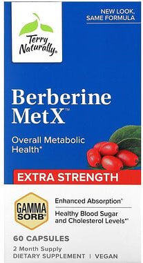Thumbnail - Terry Naturally, Berberine MetX, Berberine MetX, 60 Kapseln (250 mg pro Kapsel)