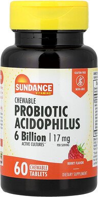 Sundance Vitamins, Chewable Probiotic Acidophilus, probiotisches Acidophilus, Beere, 60 Kautabletten (8,5 mg pro Tablett...