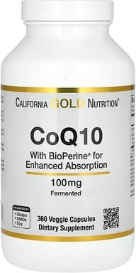 Thumbnail - California Gold Nutrition, CoQ10, Ubiquinone USP with BioPerine® Black Pepper Extract, CoQ10, Ubichinon USP mit BioPerin...