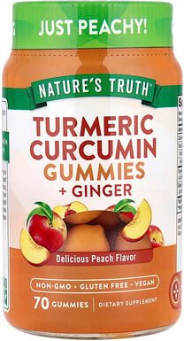 Nature's Truth, Turmeric Curcumin + Ginger, Kurkuma-Curcumin und Ingwer, natürlicher Pfirsich, 70 vegane Fruchtgummis