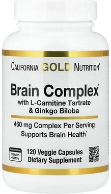 Thumbnail - California Gold Nutrition, Brain Complex with L-Carnitine, Ginkgo Biloba, Phosphatidylserine, and Choline, Gehirn-Komple...