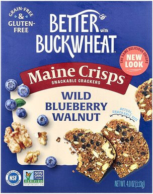 Better with Buckwheat, Maine Crisp Buckwheat Crackers, Wild Blueberry Walnut, knusprige Buchweizen-Cracker, Wild Blueber...