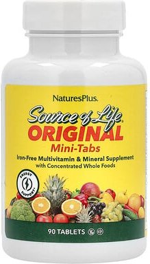 Thumbnail - NaturesPlus, Source of Life, Original Mini-Tabs, Multivitamin- und Mineralien-Ergänzungsmittel, ohne Eisen, 90 Tabletten