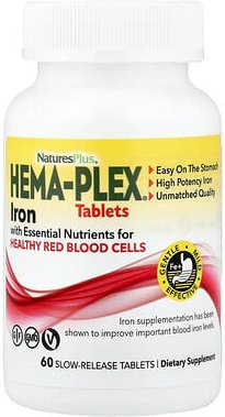 NaturesPlus, Hema-Plex®, Iron with Essential Nutrients for Healthy Red Blood Cells, Eisen mit essenziellen Nährstoffen f...