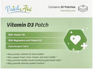 PatchAid, Vitamin D3 Patch, Pflaster mit Vitamin D3, 30 Pflaster